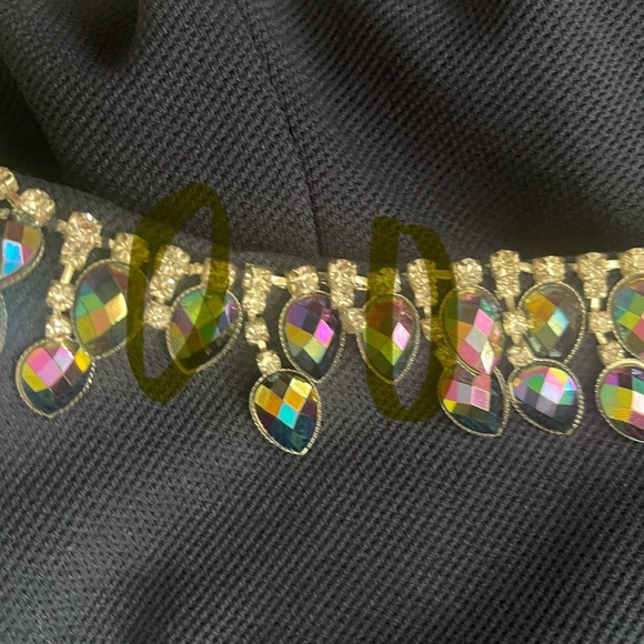 Betsey Johnson Jeweled Fit & Flare Cocktail Navy Mini Dress - Picture 11 of 13